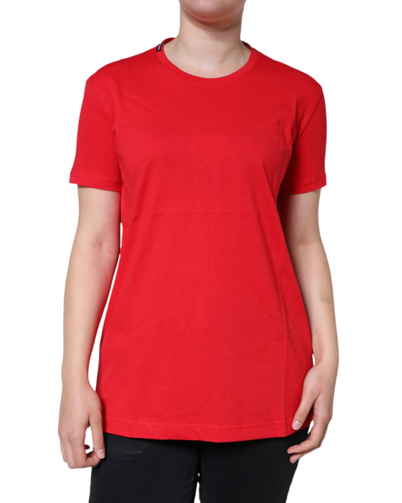 V539-TSH86519-46-202506181142-00 Dolce & Gabbana Women's Red Cotton Crew Neck Short Sleeve Tee T-shirt - 46 IT - Image 1