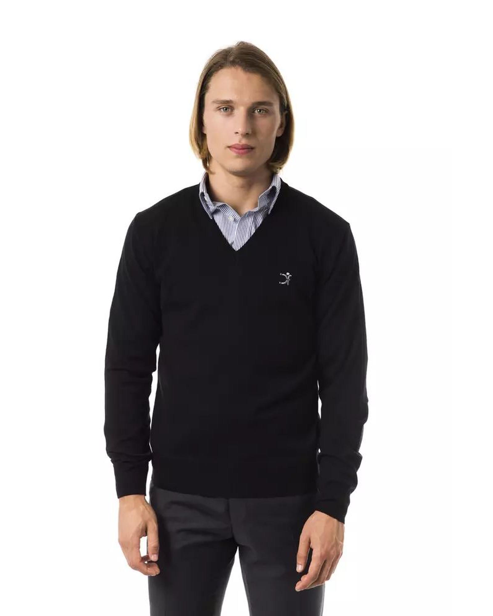 V539-UO-7822-M-202509010855-00 Embroidered V-neck Sweater in Extrafine Wool Merinos M Men - Image 1