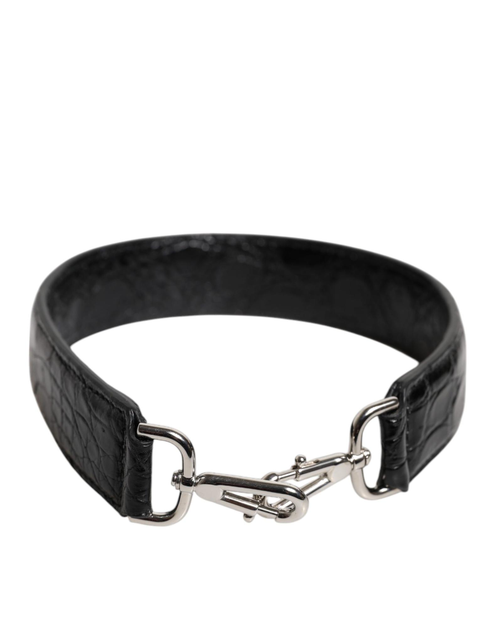 V539-WMB436-202506181754-00 Dolce & Gabbana Women's Black Alligator Leather Bag Shoulder Strap - One Size - Image 1