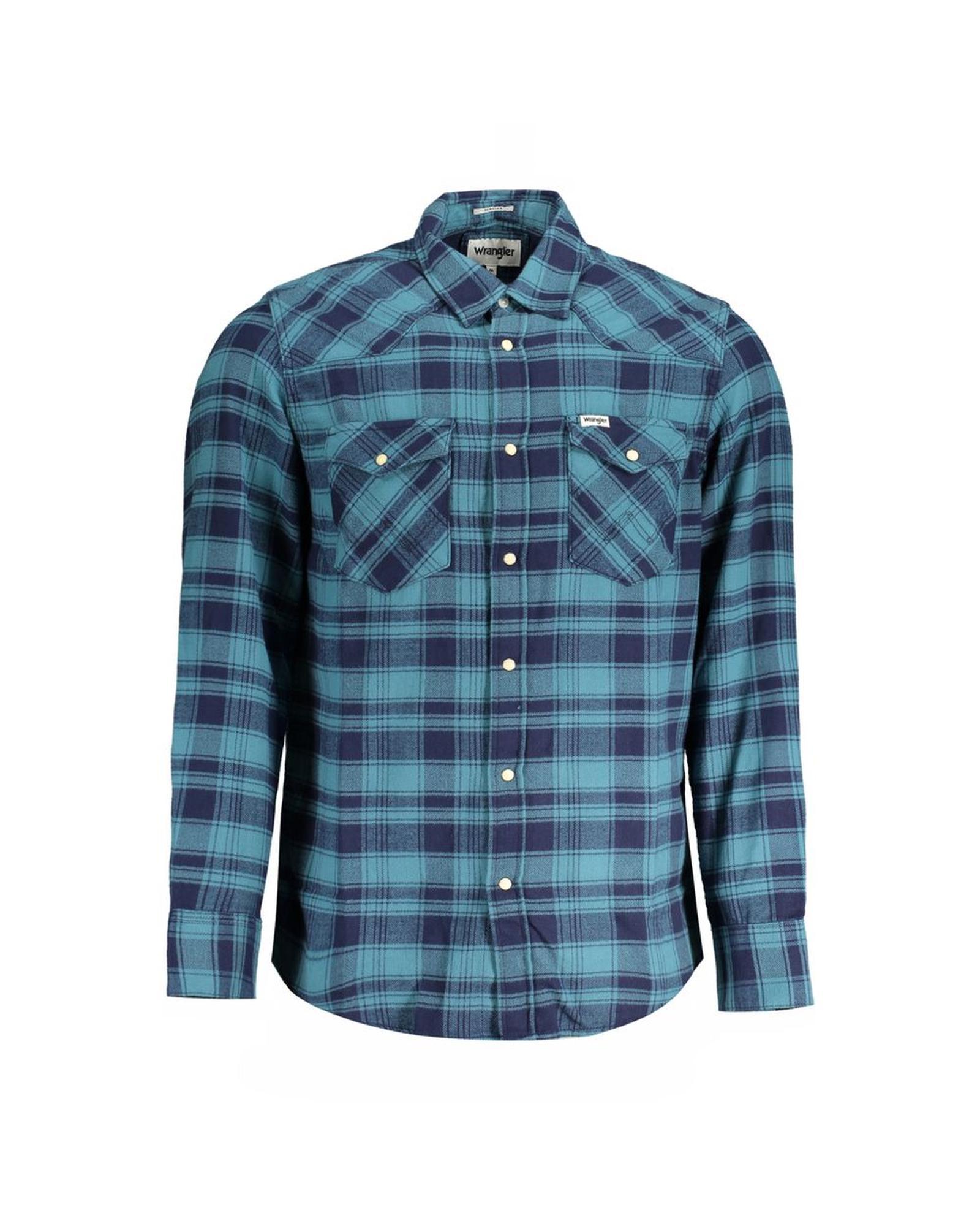 V539-WR-31636-M-202506181812-00 Wrangler Men's Blue Cotton Shirt - M - Image 1