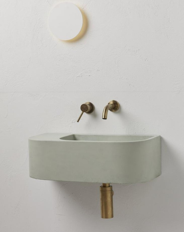 V549-6530CONMINT-95853-00 New Concrete Cement Wash Basin Counter Top Matte Mint Green terrazzo finish Wall Hung Basin - Image 1