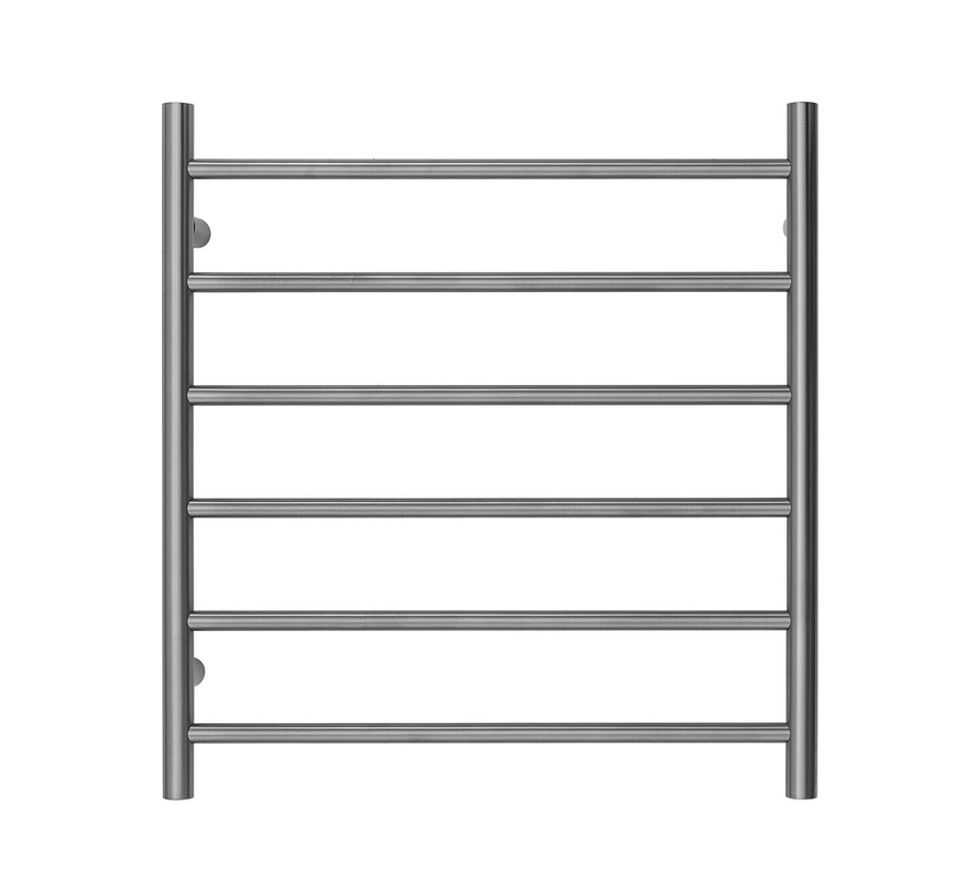 V549-6562ROUNDBRUSHCHROME-109767-00 Premium Brushed Chrome Towel Rack - 6 Bars, Round Design, AU Standard, 650x620mm Wide - Image 1