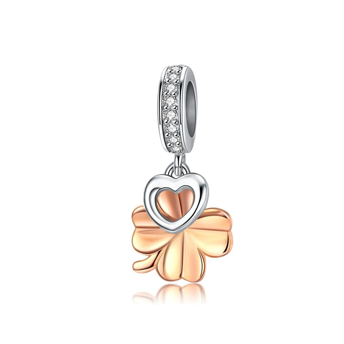 V562-00686240DBT-202504111637-00 925 Sterling Silver Golden Four Leaf Clover Pendant For Diy Bracelets - Image 1