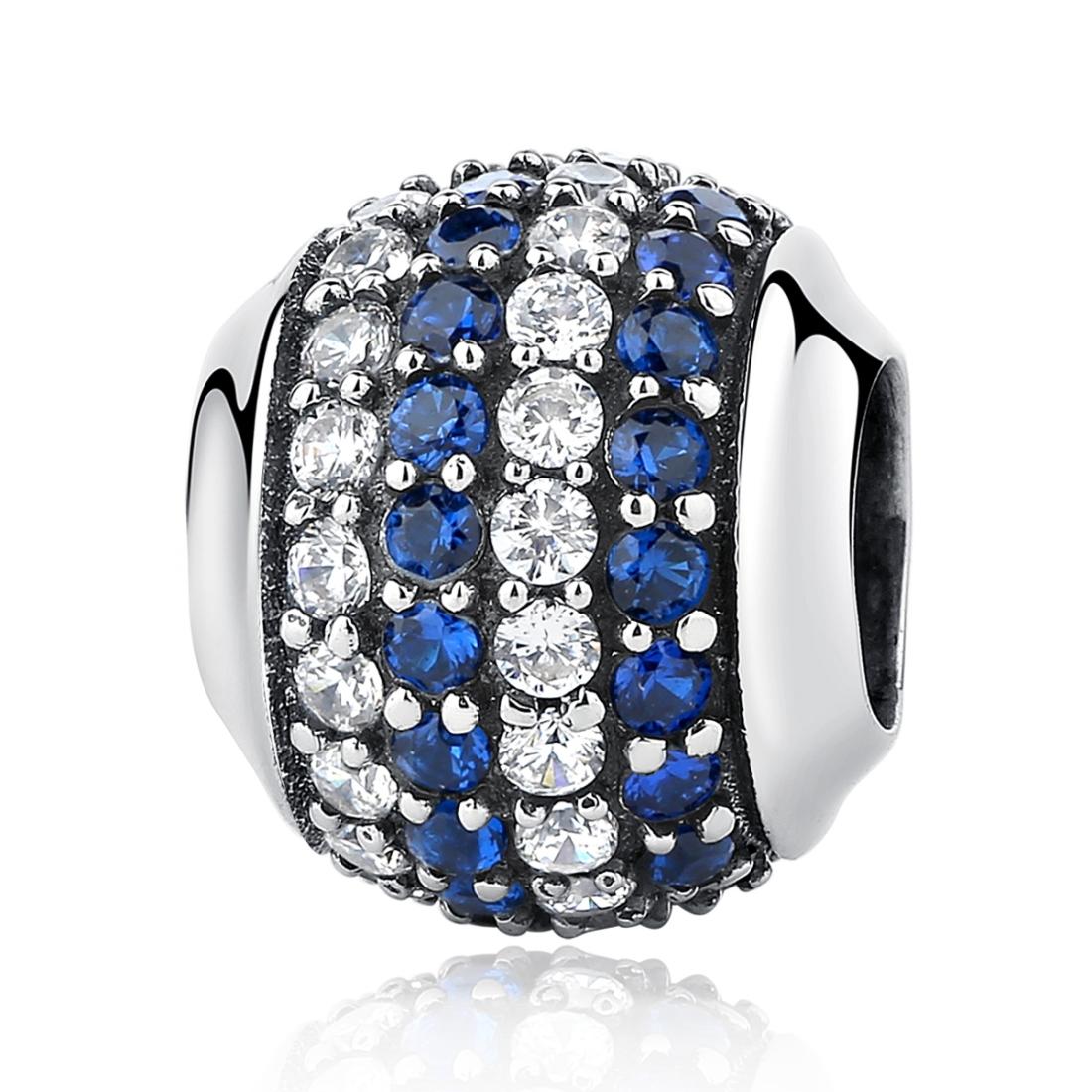 V562-063600ADE-202504111936-00 925 Sterling Silver Blue Diamond Beaded Bracelet & Necklace Set - Image 1