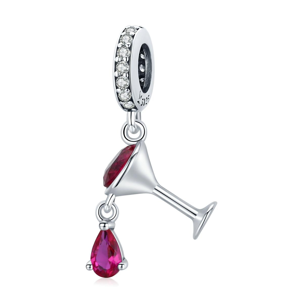 V562-0651200ADE-202504111812-00 925 Sterling Silver Shimmering Wine Glass Pendant For Diy Bracelets & Necklaces - Image 1