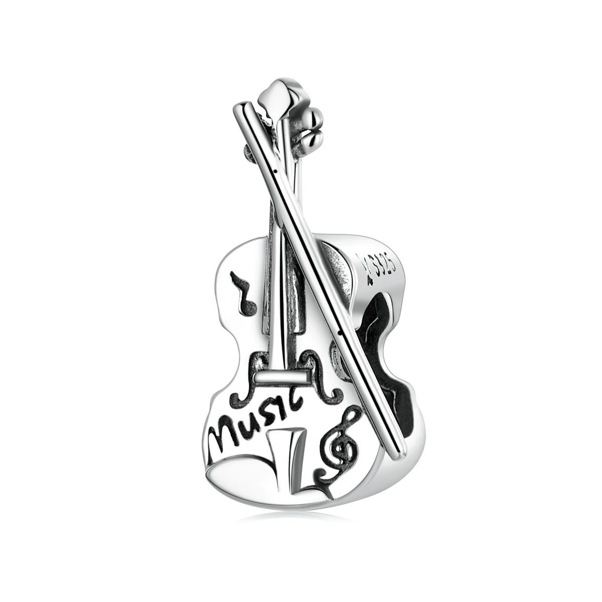 V562-0722200ADE-202504111916-00 925 Sterling Silver Vintage Violin Beads For Diy Bracelets & Necklaces - Image 1