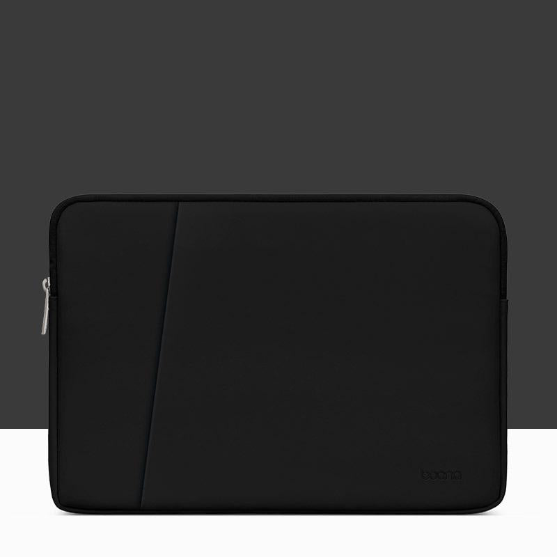 V562-0731475950DBT-202504022105-00 Midnight Black Leather Laptop Bag - Double-Layer - Fits 13 / 13.3 / 14 Inch - Image 1