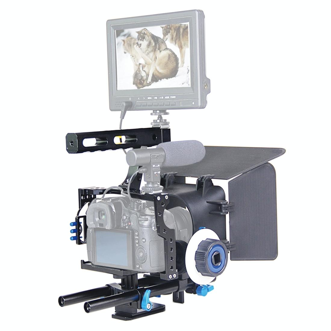 V562-1002ACD-202502212100-00 Video Camera Cage Stabilizer Kit With Matte Box & Follow Focus For Panasonic Lumix Dmc-Gh4 & G7 / Sony A7 Series - Image 1