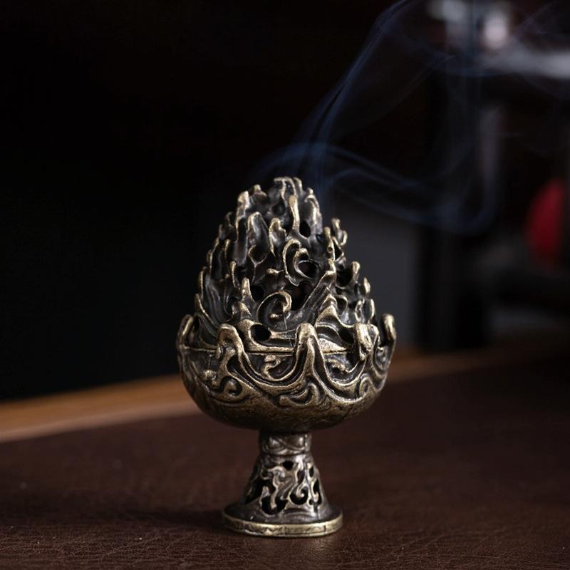 Small Vintage Copper Incense Burner - Bronze Ornament