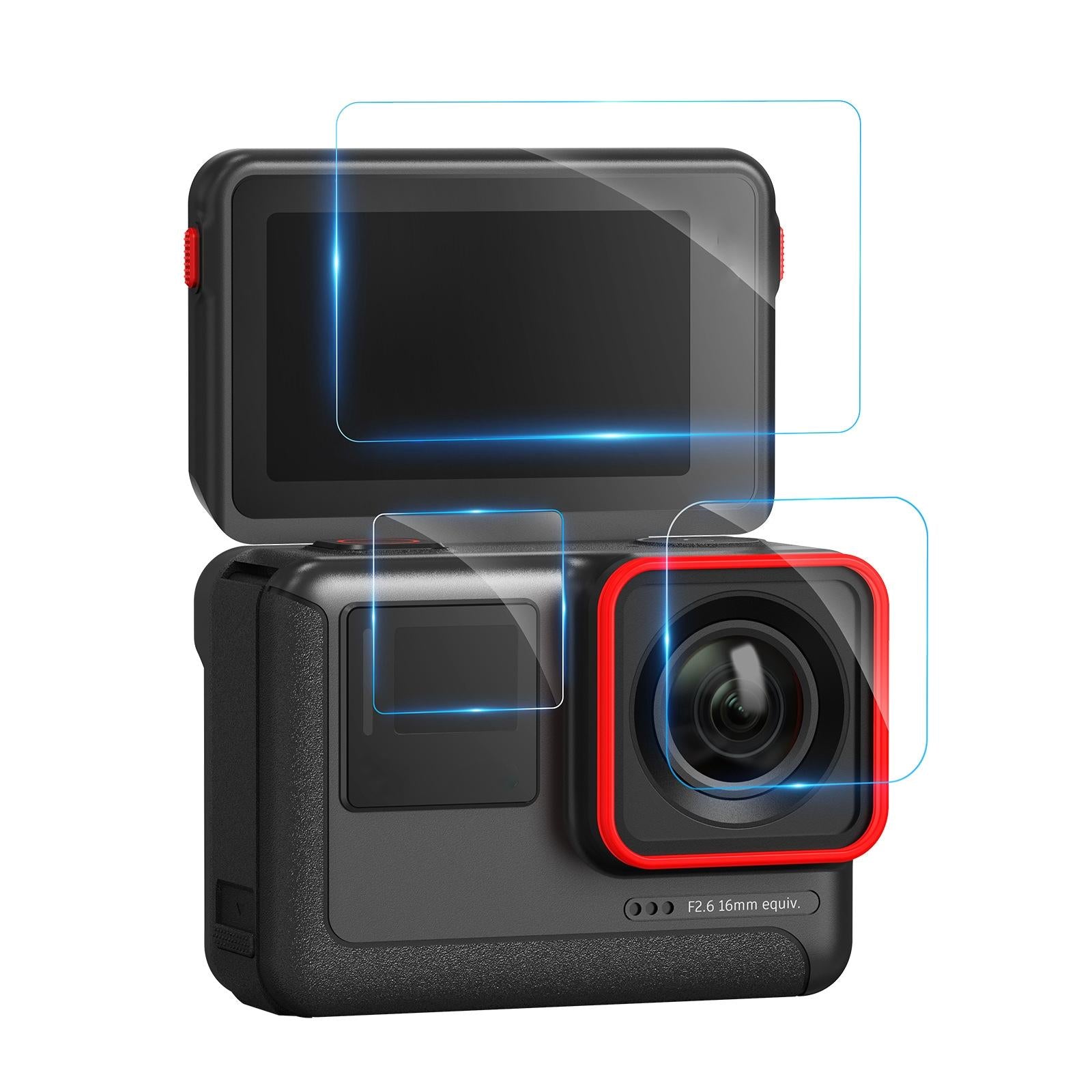 V562-1020654060DBT-222070-00 Tempered Film Protective Stickers for Insta360 Ace Amagisn Sports Camera - 3 In 1 - Image 1