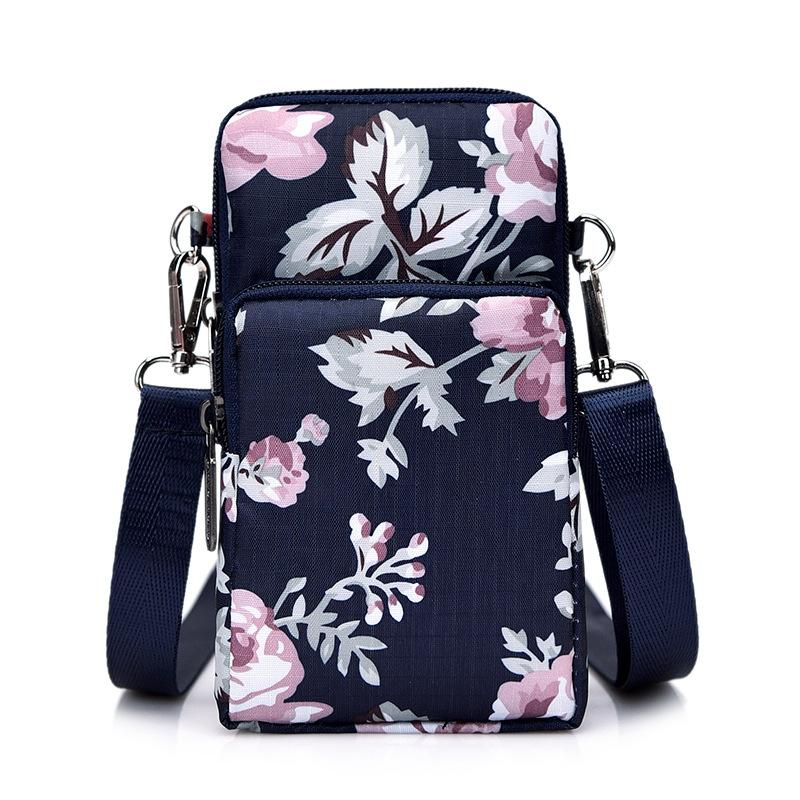 V562-1024774060DBT-202505191611-00 Animal Park Mini Crossbody Phone Wallet With Arm Band - Deep Blue Rose - Image 1