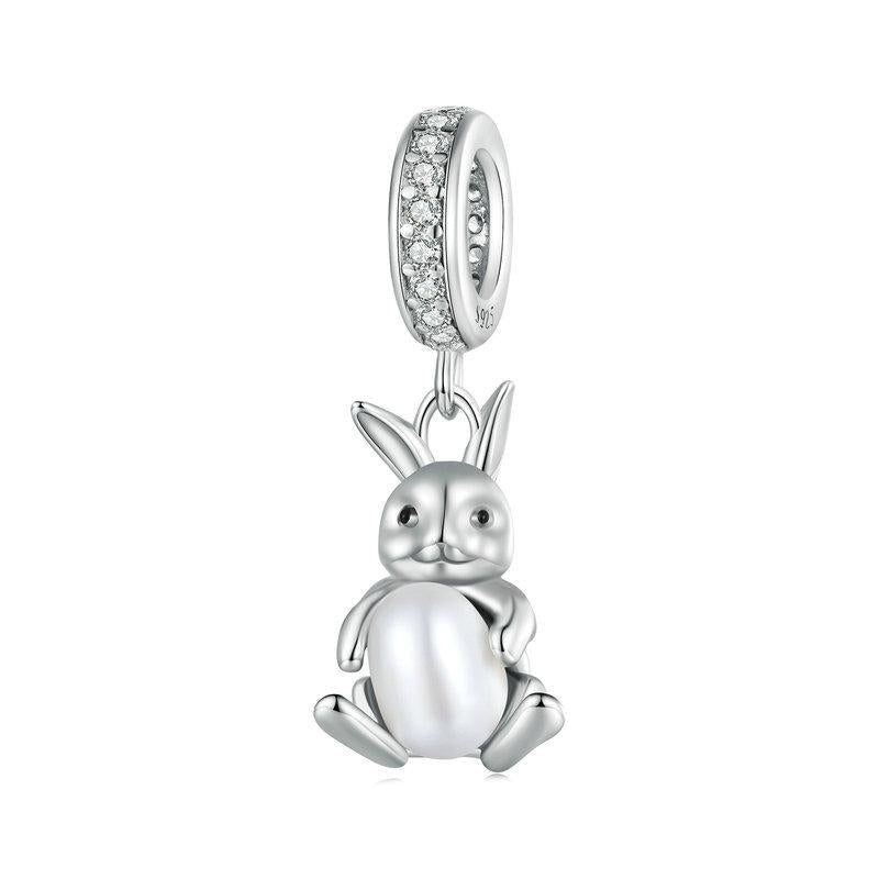 V562-1027323060DBT-202504111821-00 925 Sterling Silver Platinum Rabbit Pearl Bracelet - Image 1