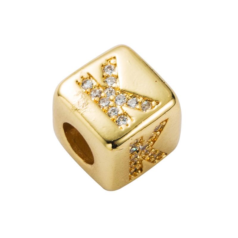 V562-1100396240DBT-202504111527-00 Brass Micro Inlaid Couple Red String Pull Diy Bracelet English Letter Beads Style - K - Image 1