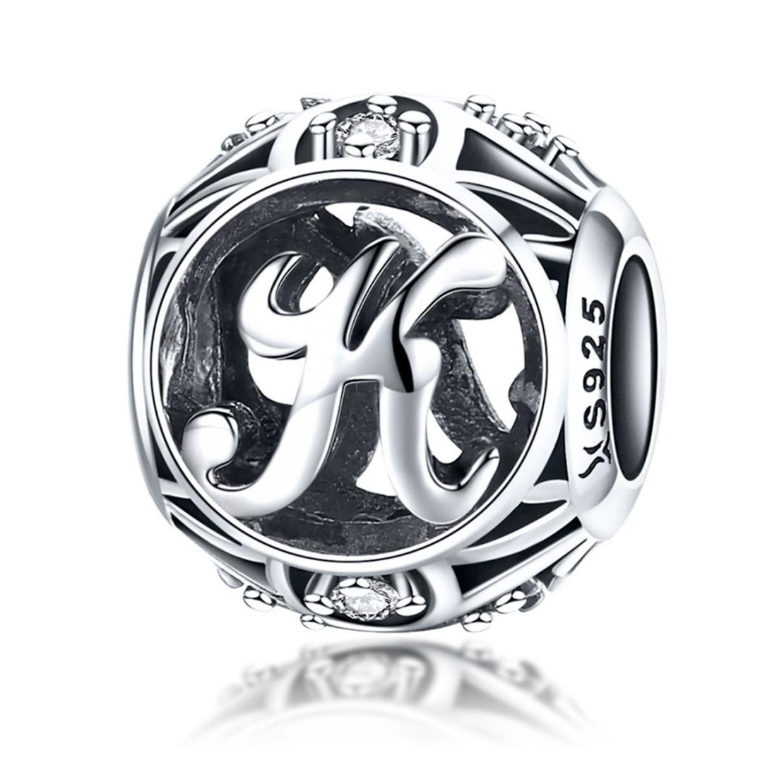 V562-11512600ADE-202504111653-00 925 Sterling Silver 26 English Letter Beads For Diy Bracelets & Necklaces Style - K - Image 1