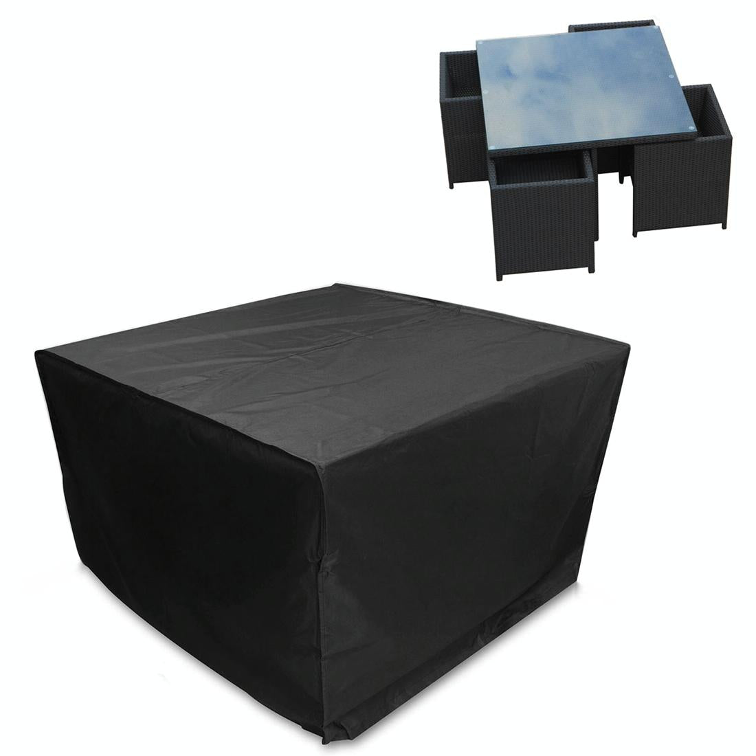 V562-1276CH-202503031925-00 Outdoor Furniture Set Cover - Anti-uv Waterproof Dust-proof 210d Oxford Cloth Folding 126x126x74cm Black - Image 1