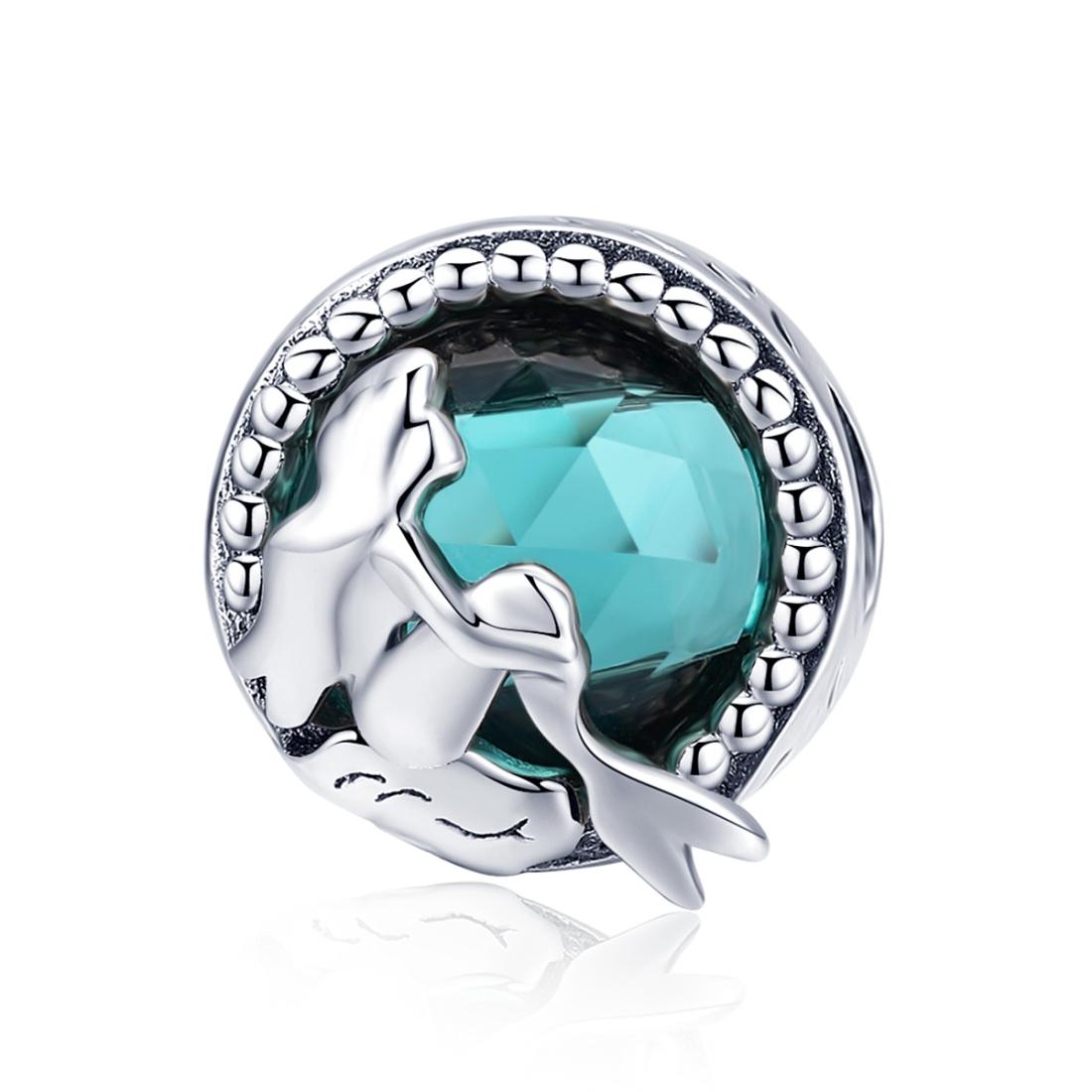 V562-14386240DBT-202504111631-00 925 Sterling Silver Green Mermaid Beaded Bracelet Charms - Image 1