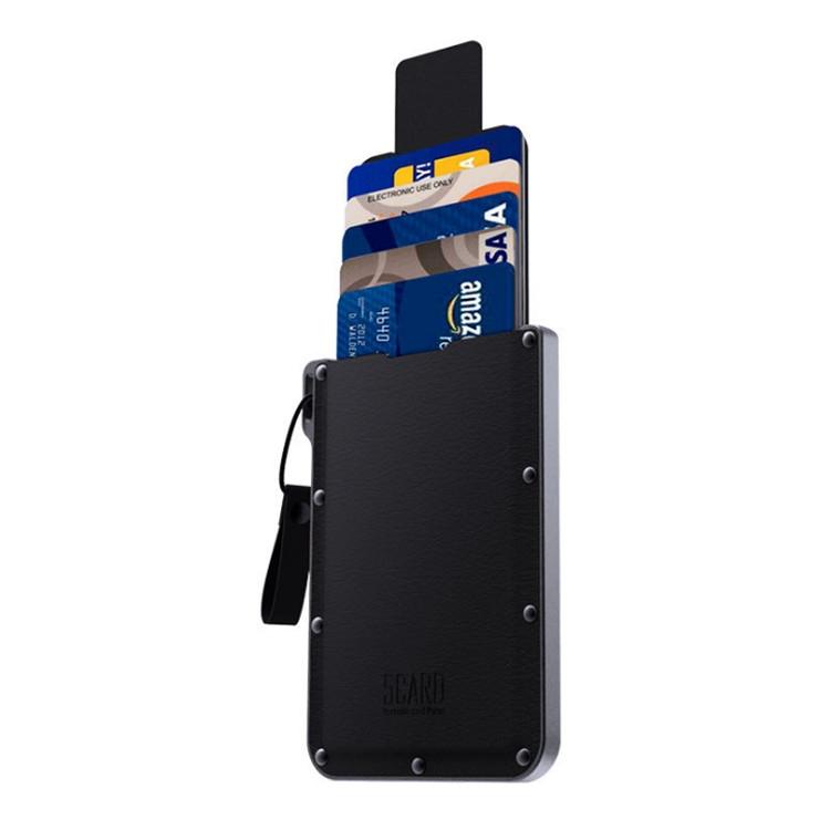 V562-203652680DBT-202503280206-00 Ultra Thin Pull Out Card Holder Black Genuine Leather - Image 1