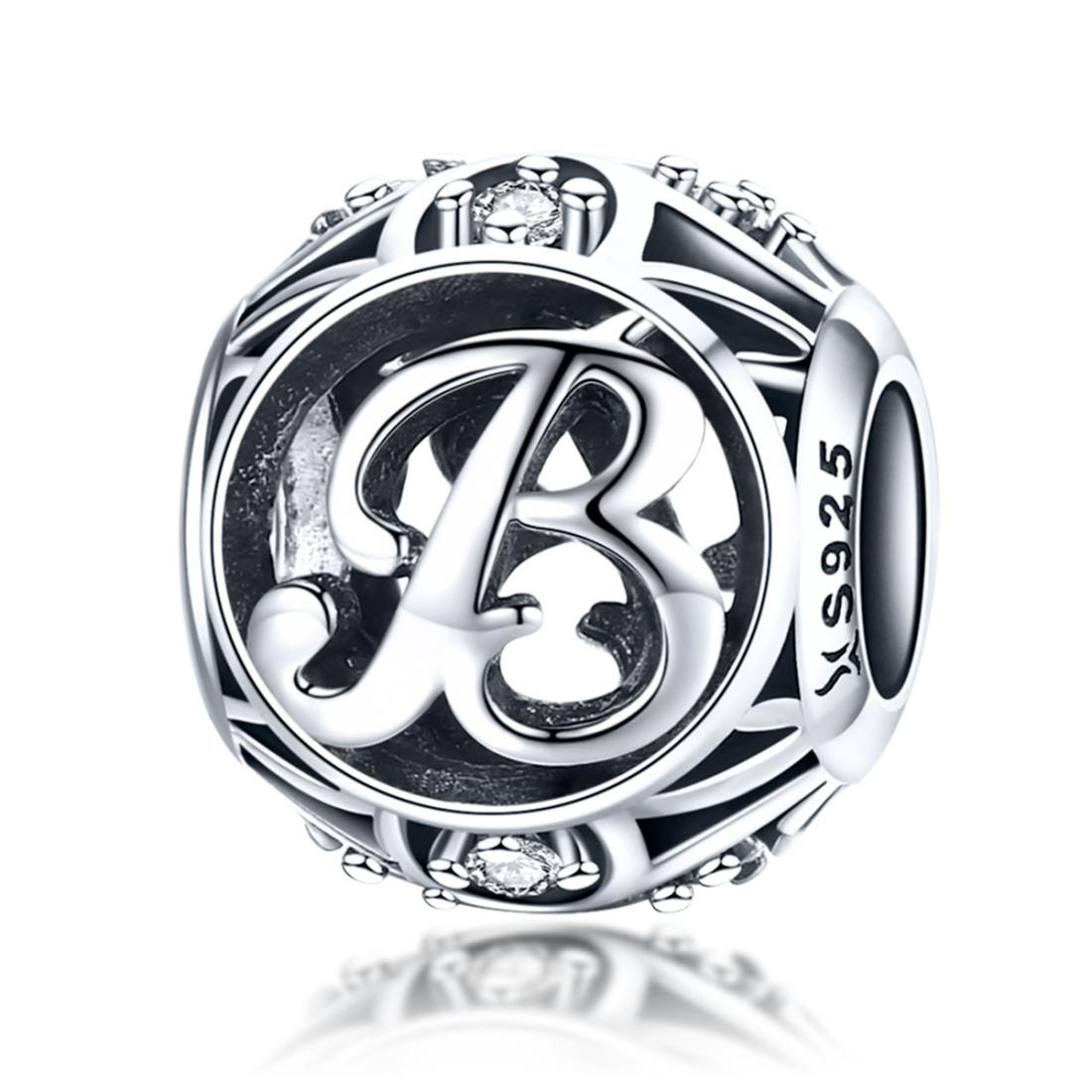 V562-20512600ADE-202504111652-00 925 Sterling Silver Personalized Letter Beads For Diy Bracelets & Necklaces Style - B - Image 1