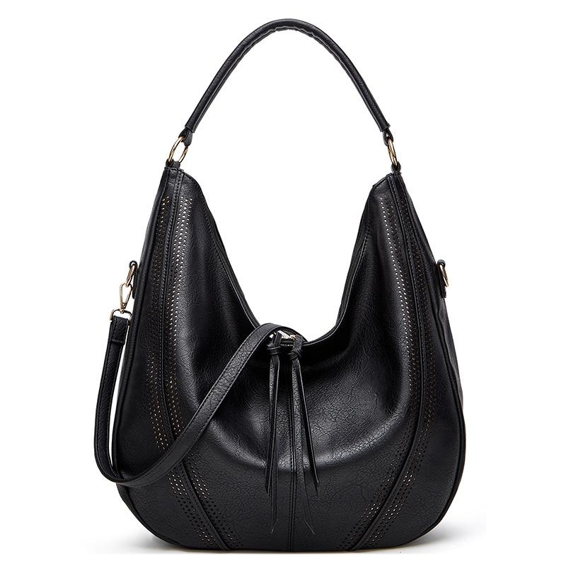 V562-2055125060DBT-202505191653-00 Large Capacity Pu Leather Tote Bag Black - Black - Image 1