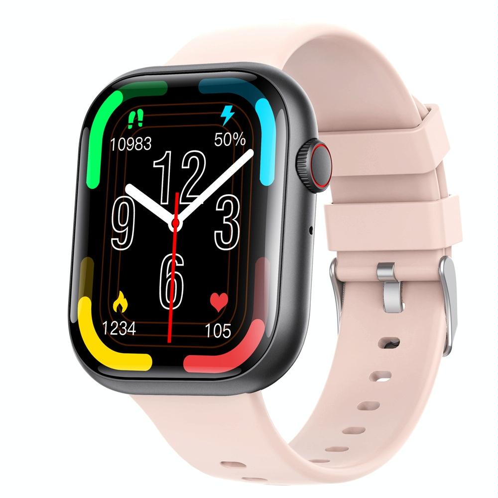 V562-2063305060DBT-202504252007-00 2.1 Inch Screen Smart Watch With Blood Sugar / Blood Oxygen Monitoring / Sos Alarm / 100+ Sports Modes - Black 3-Bead Steel - Black Pink - Image 1