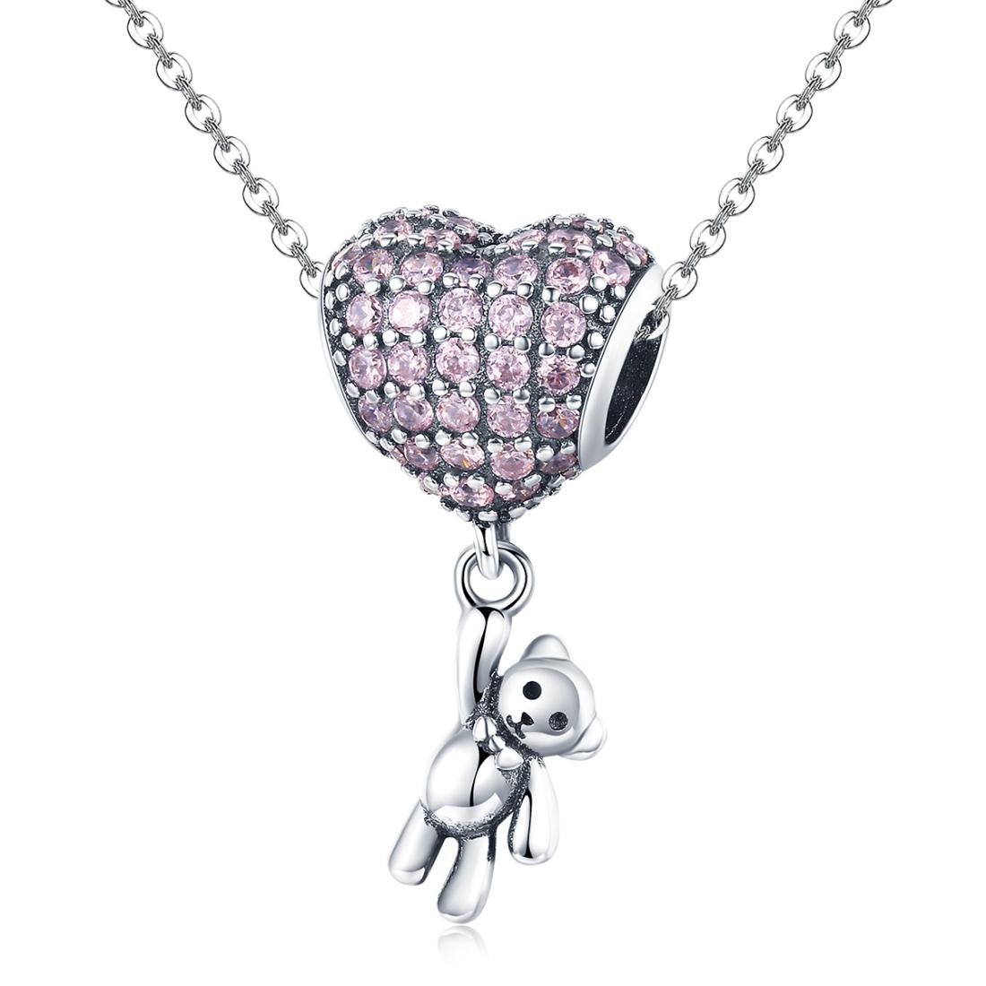 V562-2094386240DBT-202504111706-00 925 Sterling Silver Bear Balloon Bracelet With Zirconium Diamond Beads Style - Bead + Chain - Image 1