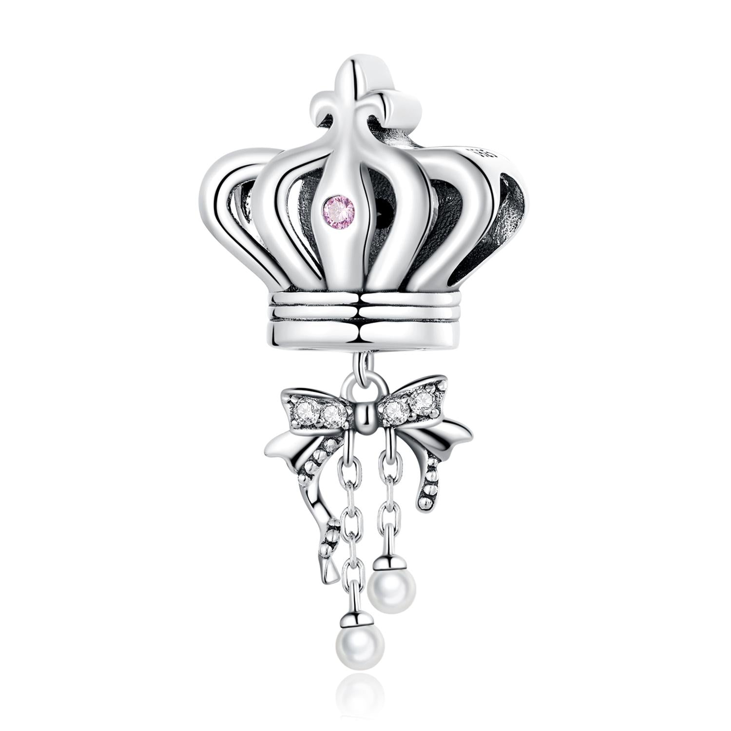 V562-2609200ADE-202504112021-00 925 Sterling Silver Bow Crown Beads For Diy Bracelets & Necklaces - Image 1