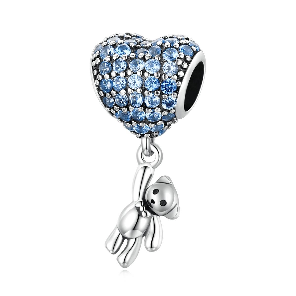 V562-2741200ADE-202504111727-00 925 Sterling Silver Heart Balloon Bear Pendant For Diy Bracelets & Necklaces - Image 1
