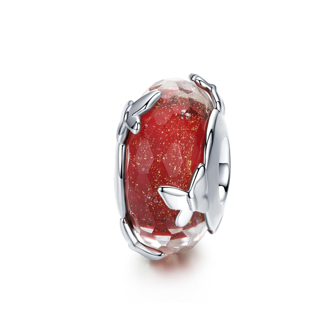 V562-282600ADE-202504111959-00 925 Sterling Silver Red Glazed Butterfly Bead Pendant For Diy Bracelets And Necklaces - Image 1