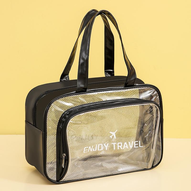 V562-3041294060DBT-202504251511-00 Beige Waterproof Beach Bag For Toiletries Cosmetics L For Swimming Travel - Black No Shoe Warehouse - Image 1