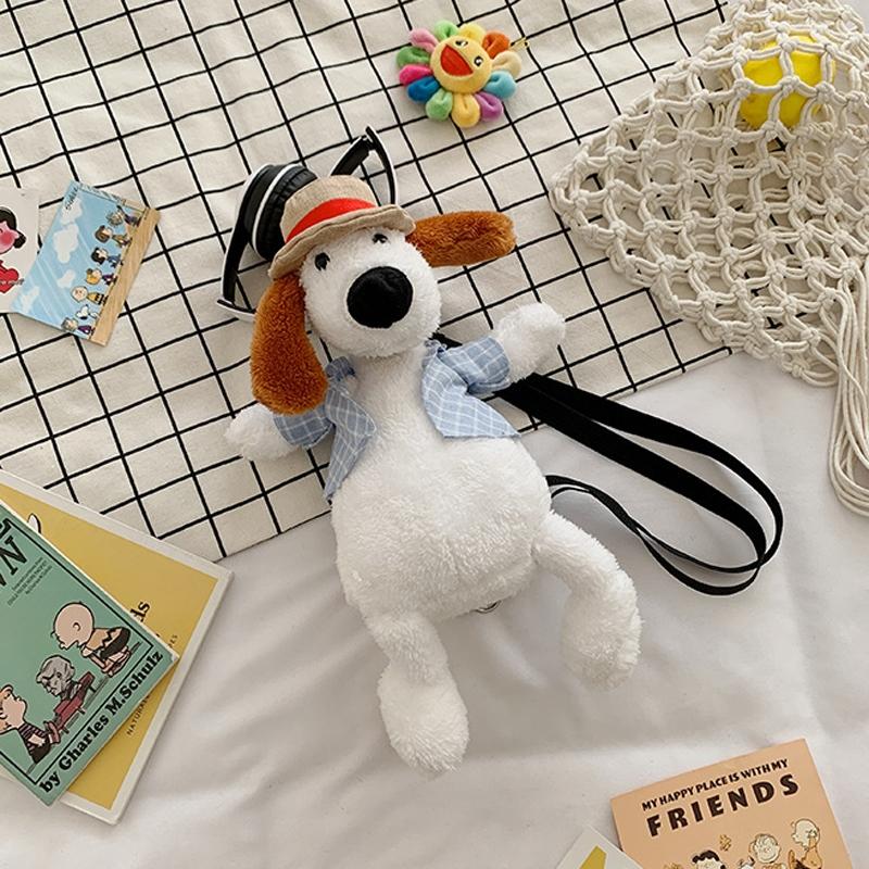 V562-3043124060DBT-202505191525-00 Adorable Cartoon Plush Shoulder Bag Duck White Green - Puppy White Blue - Image 1