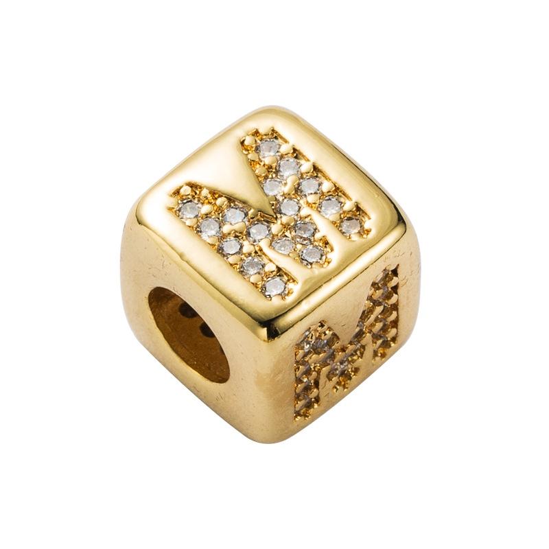 V562-3100396240DBT-202504111731-00 Brass Micro Inlaid Couple Red String Diy Bracelet English Letter Beads Style - M - Image 1