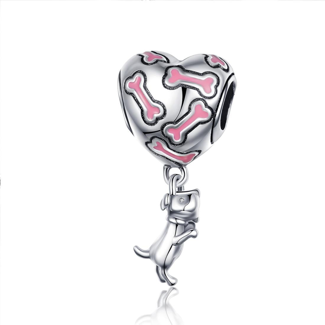 V562-313600ADE-202504111821-00 925 Sterling Silver Heart Dog Bone Beads For Diy Bracelets - Image 1