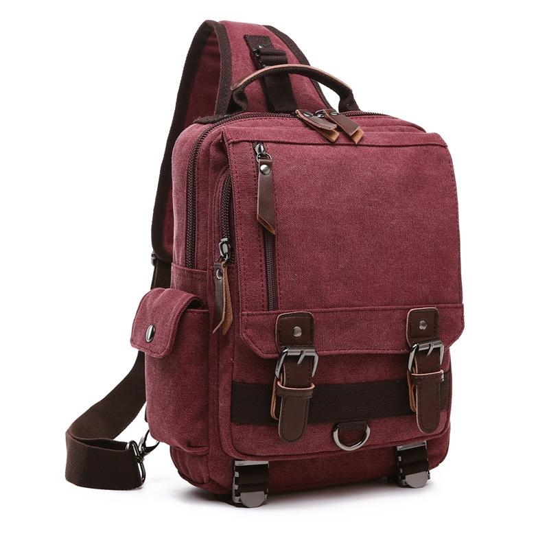 V562-3144023060DBT-202504251741-00 Red Canvas Chest Bag For Outdoor Travel Messenger Style - Image 1