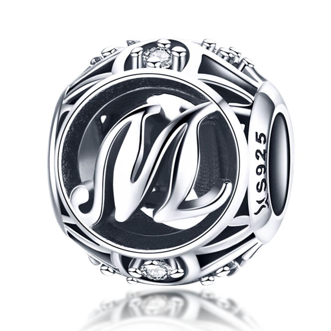 V562-31512600ADE-202504111726-00 925 Sterling Silver 26 English Letter Beads For Diy Bracelets & Necklaces Style - M - Image 1