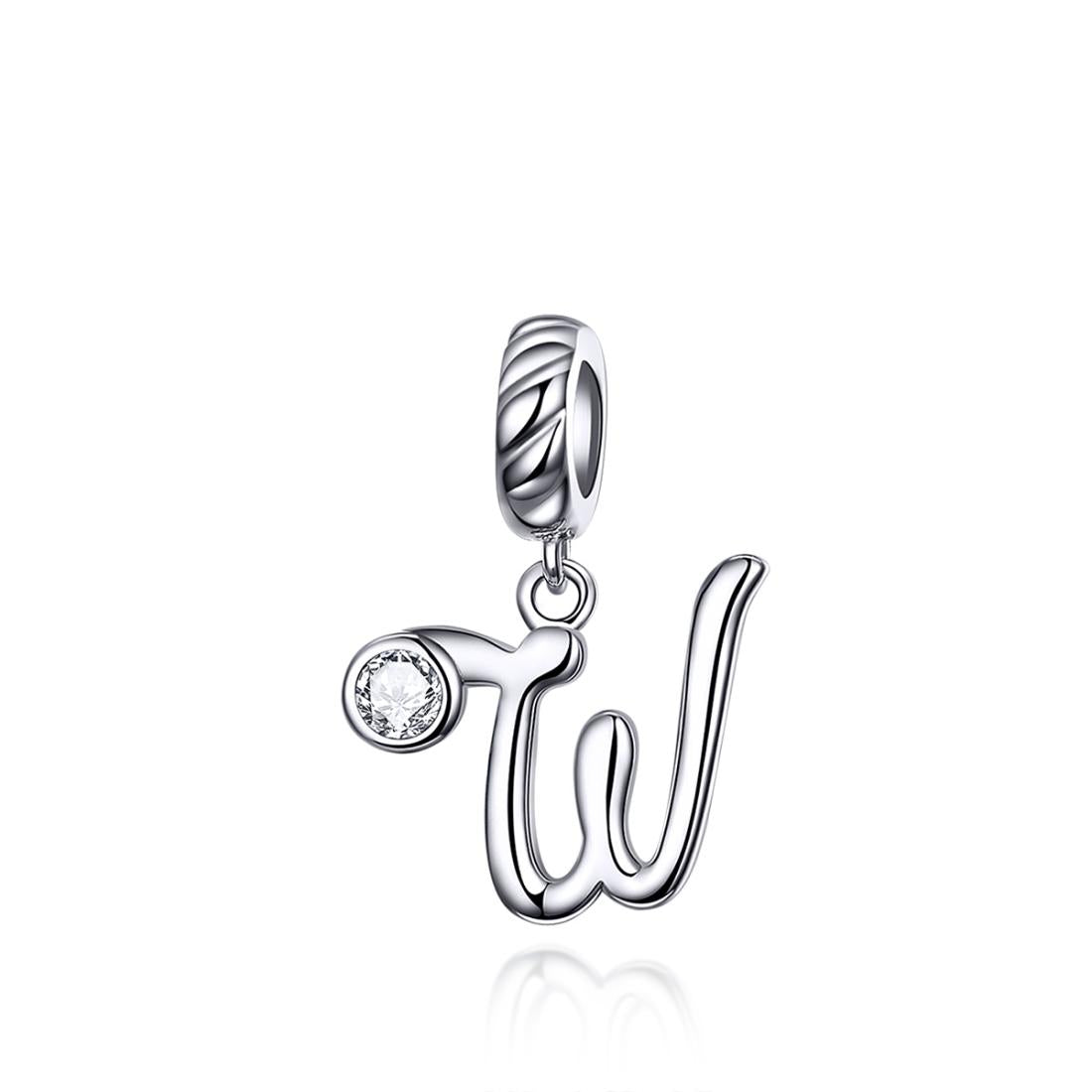 V562-32371600ADE-202504111717-00 925 Sterling Silver Personalized Letter Pendant For Diy Bracelets & Necklaces Style - W - Image 1