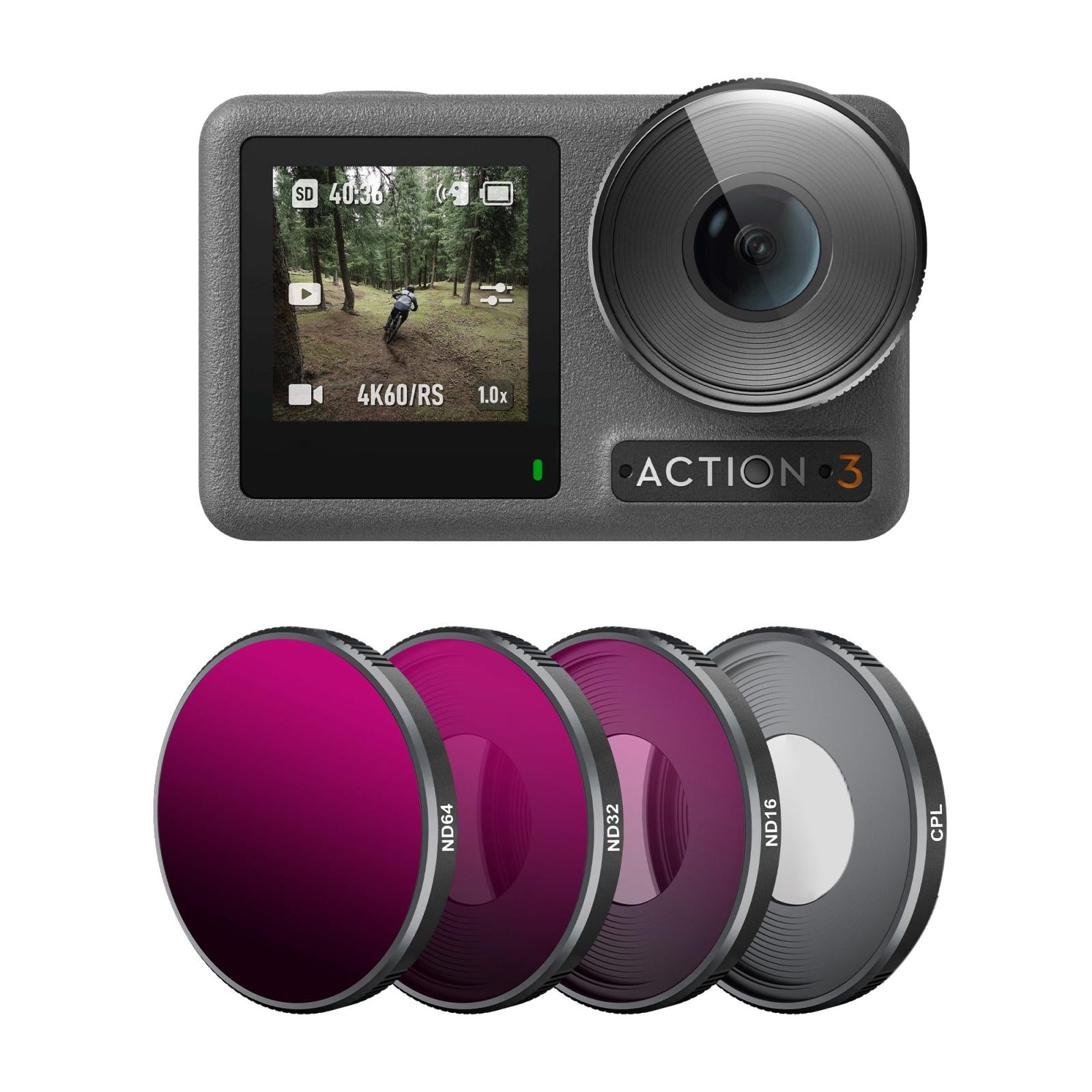 V562-3250POD-202503062220-00 4-in-1 Lens Filter for Dji Action 3 Nd16 Nd32 Nd64 Cpl - Image 1