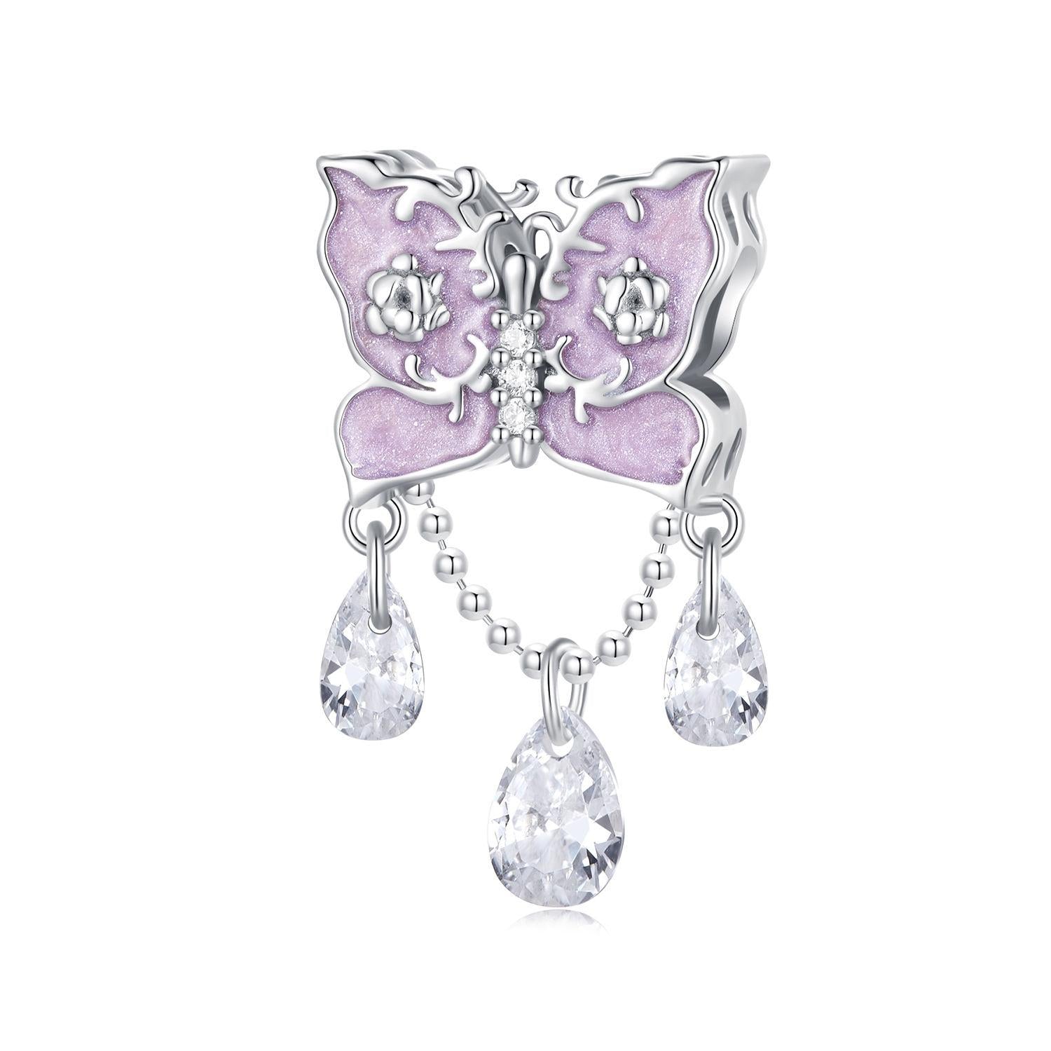 V562-3370EWEJ-202504111535-00 925 Sterling Silver Purple Butterfly Necklace Pendant For Diy Bracelets - Image 1