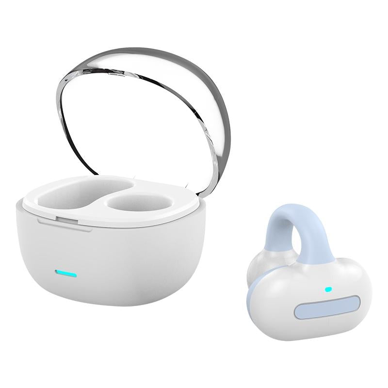 V562-4005383060DBT-202505261745-00 Touch Bone Conduction Bluetooth Earphone with Charging Warehouse - Ear Clip Type - Blue - Image 1