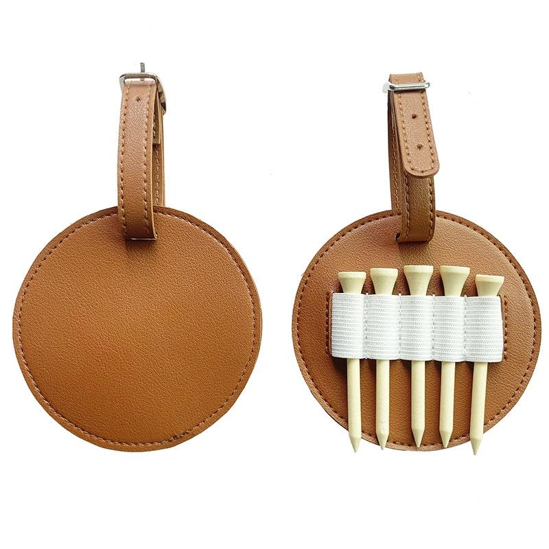 V562-4011364060DBT-202503041745-00 Double-sided Leather Golf Spike Insert Bag - Outdoor Waist Hanging Storage - Single-Sided Brown - Image 1