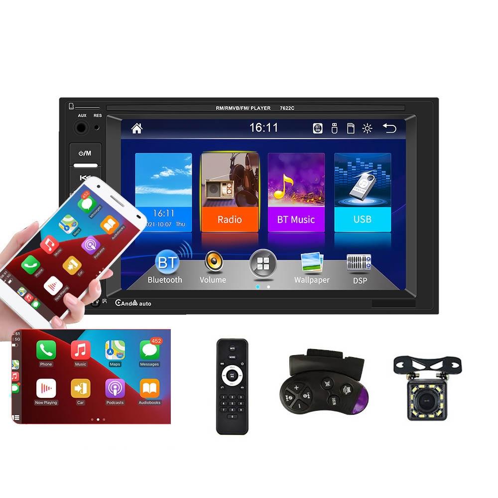 V562-4050292060DBT-202505231427-00 6.2 Inch Dual Spindle Hd Car Mp5 Player With Carplay - Standard + 12 Light Camera - Image 1