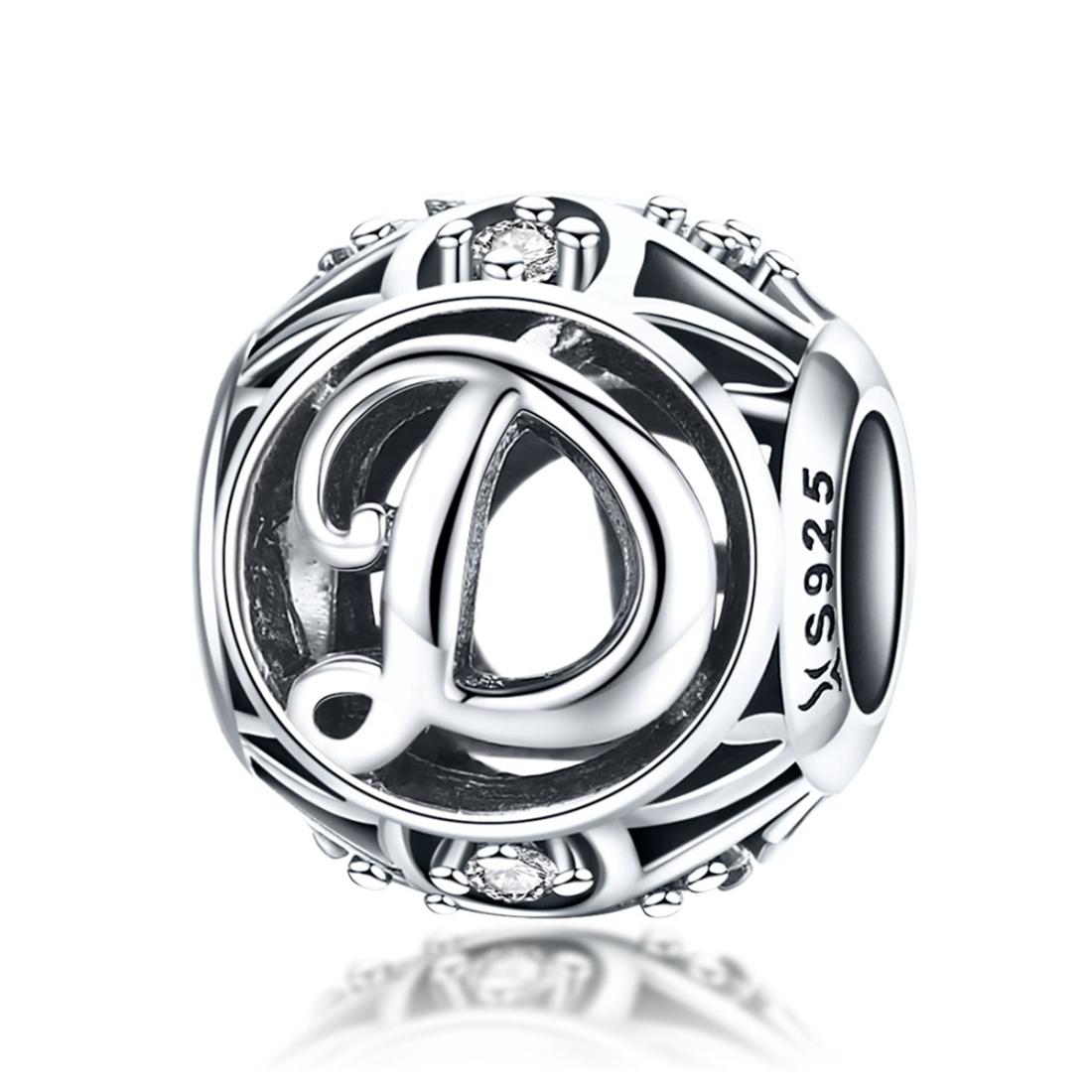V562-40512600ADE-202504111636-00 925 Sterling Silver 26 English Letter Beads For Diy Bracelets & Necklaces Style - D - Image 1