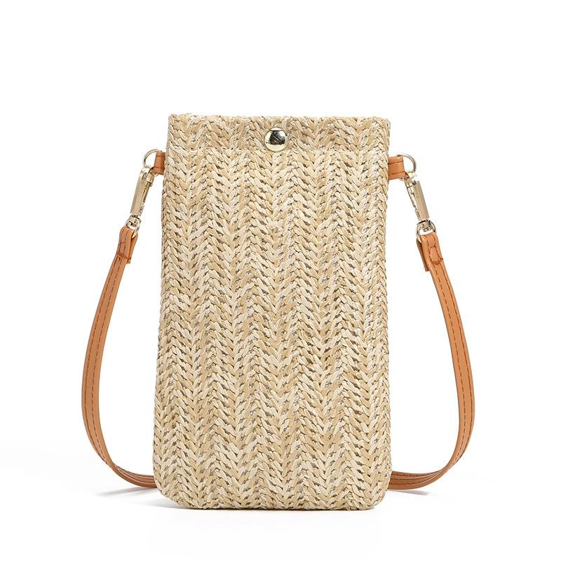 V562-4083032060DBT-202505191437-00 Stylish Straw Beach Bag With Magnetic Closure Cream - Image 1