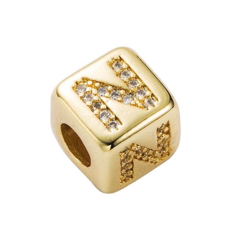 V562-4100396240DBT-202504111937-00 Brass Micro Inlaid Couple Red String Diy Bracelet English Letter Beads Style - N - Image 1