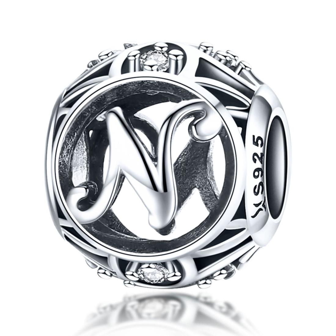 V562-41512600ADE-202504111611-00 925 Sterling Silver 26 English Letter Beads For Diy Bracelets & Necklaces Style - N - Image 1