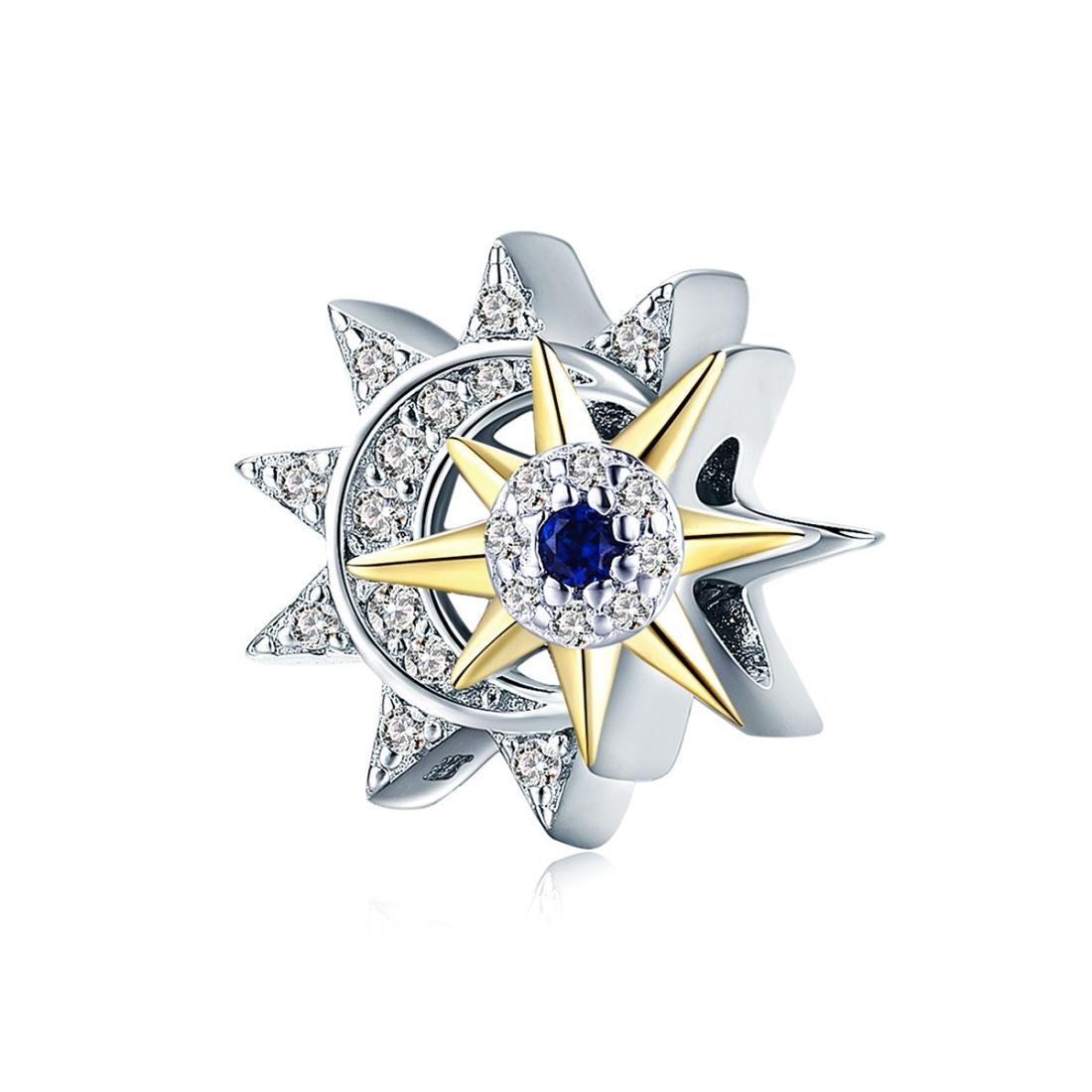 V562-41686240DBT-202504111717-00 925 Sterling Silver Sun & Moon Beads For Diy Bracelets - Image 1