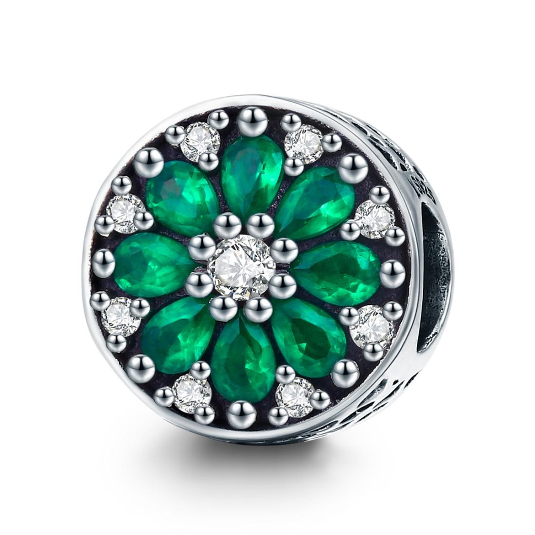 V562-463600ADE-202504111759-00 925 Sterling Silver Green Bead Pendant For Diy Bracelet Or Necklace - Image 1