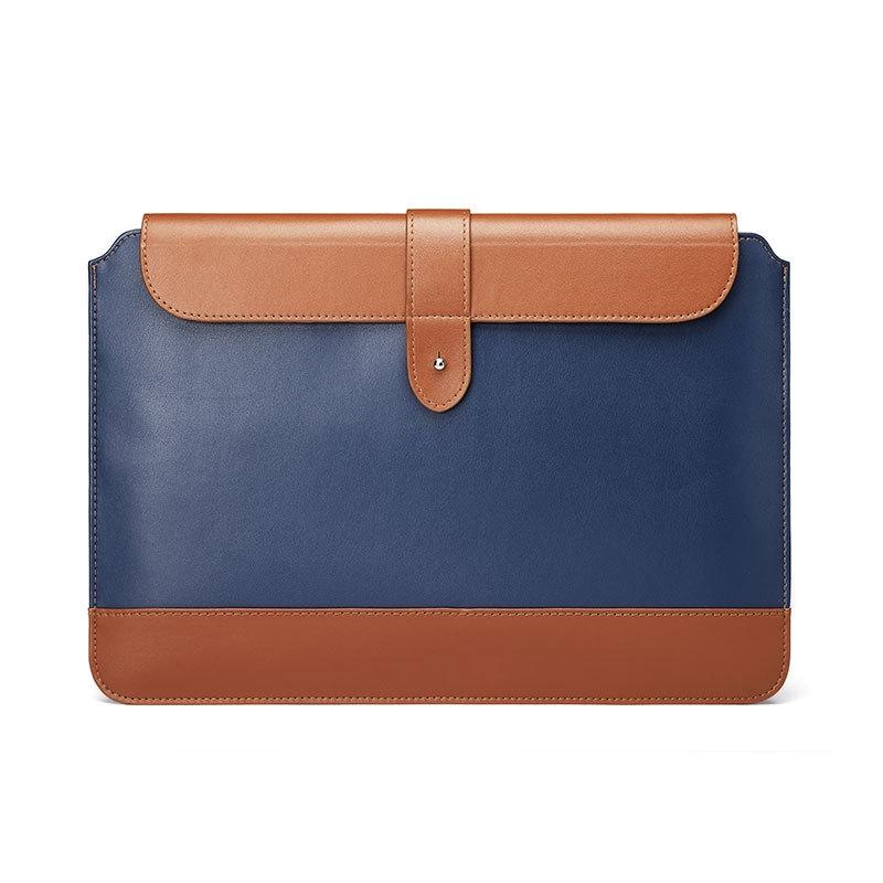 V562-5058455750DBT-202504251547-00 13-14 Inch Microfiber Notebook Liner Bag - Blue & Brown - Image 1