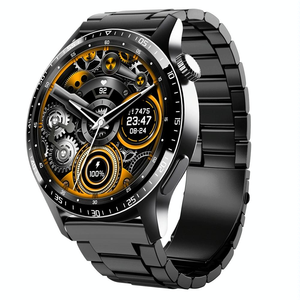 V562-5059305060DBT-202504251913-00 1.35 Inch Smart Watch Bluetooth Calls Health Monitoring 150+ Sports Black - Black 3-Beads Steel - Image 1