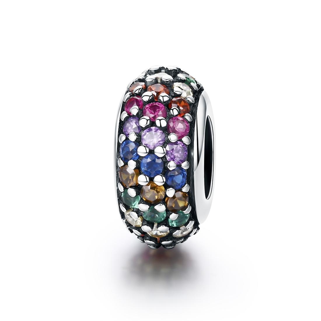 V562-572600ADE-202504111812-00 925 Sterling Silver Rainbow Diamond Bead Pendant For Diy Bracelets And Necklaces - Image 1