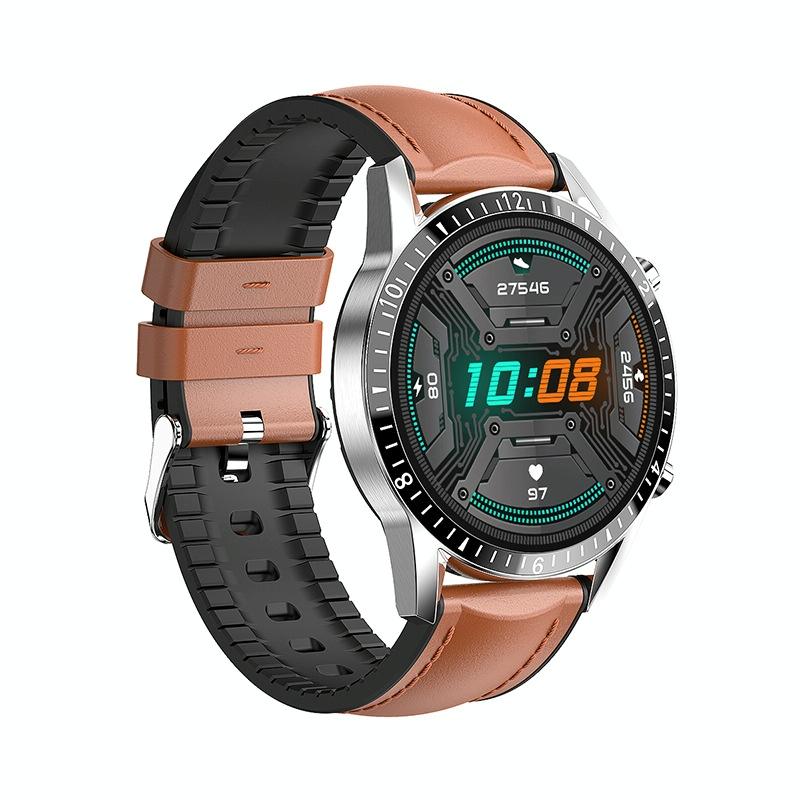 V562-6032052060DBT-202505271208-00 1.3 Inch Heart Rate / Blood Pressure / Blood Oxygen Monitoring Watch - Brown Leather - Image 1
